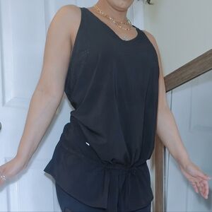 Nike Tank Top Womens Large Black Training Workout‎ Gym Swoosh Logo Dri-Fit